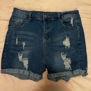 Dark Wash Distressed Women’s Denim Shorts